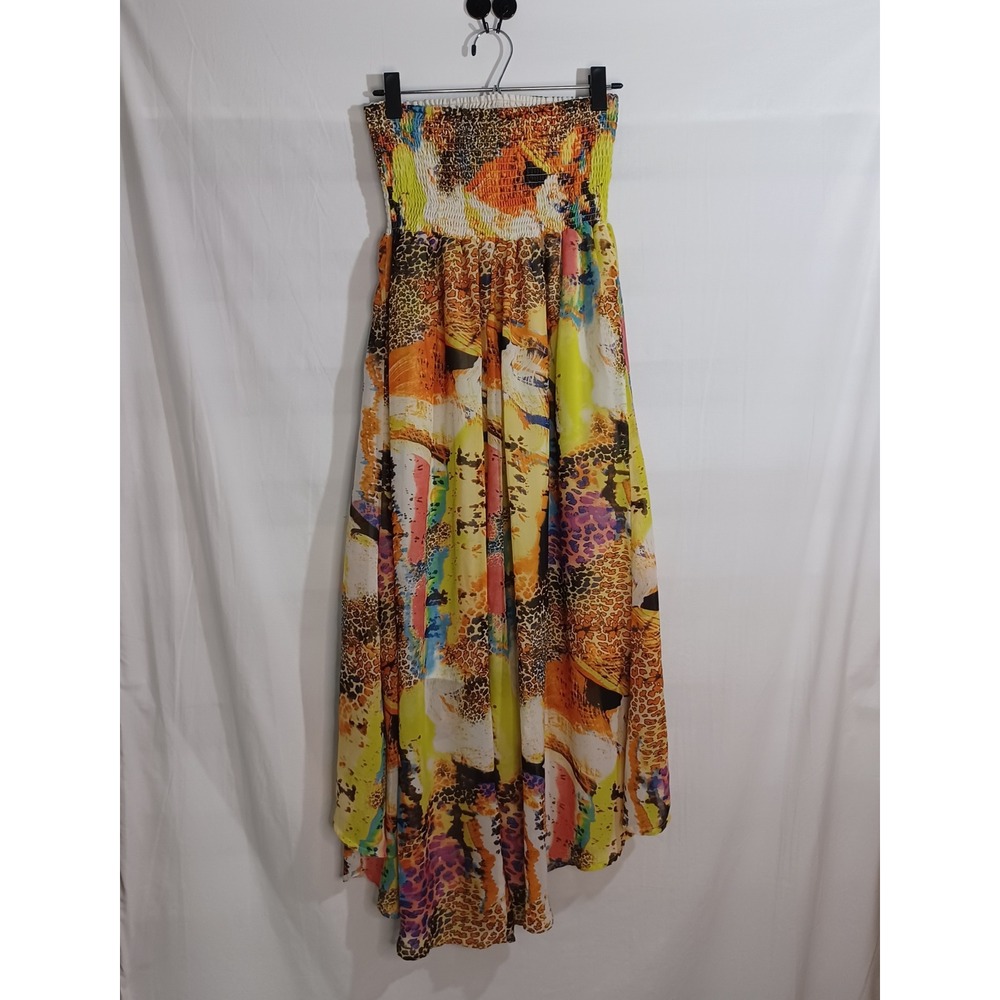 Women's Dots Colorful Animal Print Mix Sheer w/Lining Midi Tube Top Dress Size M - Picture 2 of 12